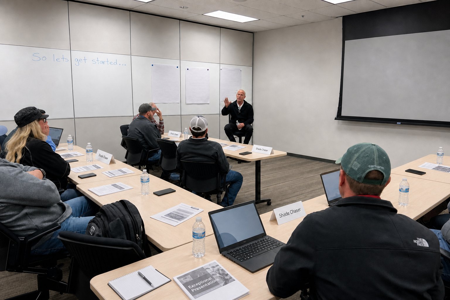 Jason Sullivan leading a Dynamic Presentations workshop with a small group